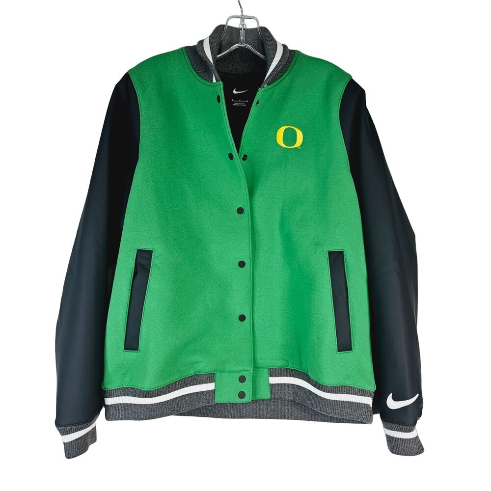 Nike Oregon Ducks Womens Letterman Jacket Medium Green Black NEW